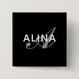 Bóton Quadrado 5.08cm Simple Custom Name Monogram 2''Scratch Resistant