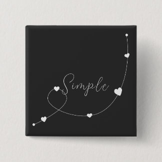 Bóton Quadrado 5.08cm Simples ilustração com corações em estilo minimali