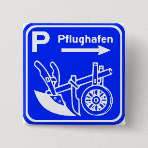 Bóton Quadrado 5.08cm Sinal da estrada de Pflughafen Schild