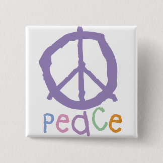 Bóton Quadrado 5.08cm Sinal de paz da criança
