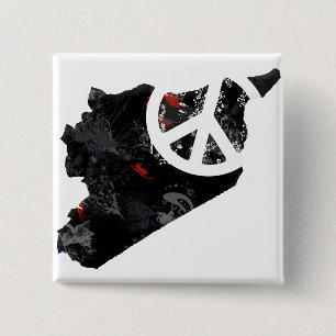 Bóton Quadrado 5.08cm Sinal de paz na moda de Syria com mapa sírio