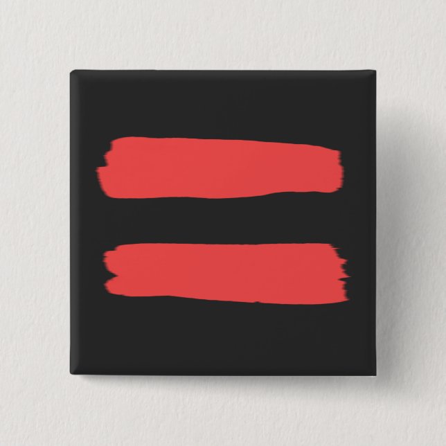 Bóton Quadrado 5.08cm Sinal igual com pintura vermelha (Frente)