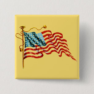 Bóton Quadrado 5.08cm Sinalizador de Estrelas e Stripes -