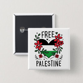 Bóton Quadrado 5.08cm Sinalizador de palestina livre