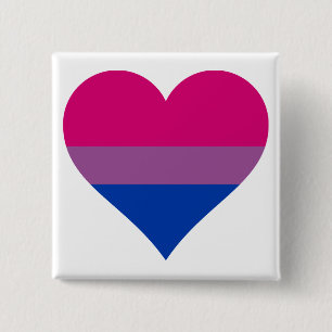 Bóton Quadrado 5.08cm Sinalizador do Orgulho LGBTQ do Coração Bissexual
