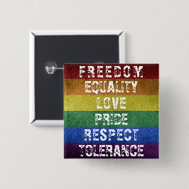 Bóton Quadrado 5.08cm Sinalizador LGBT Orgulho Moderno do Arco-Íris
