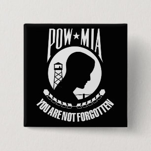 Bóton Quadrado 5.08cm Sinalizador POW-MIA