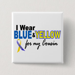 Bóton Quadrado 5.08cm Síndrome de Down eu visto azul & amarelo para meu