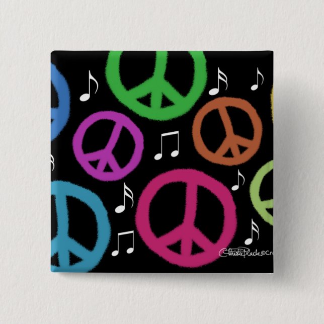 Bóton Quadrado 5.08cm Sintonize para a Paz! (Frente)