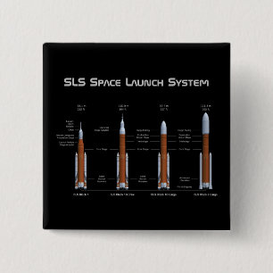 Bóton Quadrado 5.08cm Sistema de Lançamento de Espaço SLS