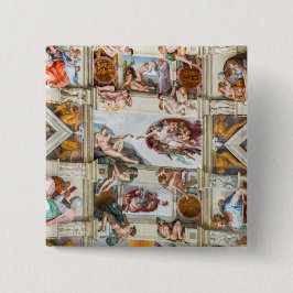 Bóton Quadrado 5.08cm Sistine Chapel Michelangelo - Vaticano, Roma, Itál