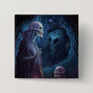Bóton Quadrado 5.08cm Skeleton morto cria arte horrorosa