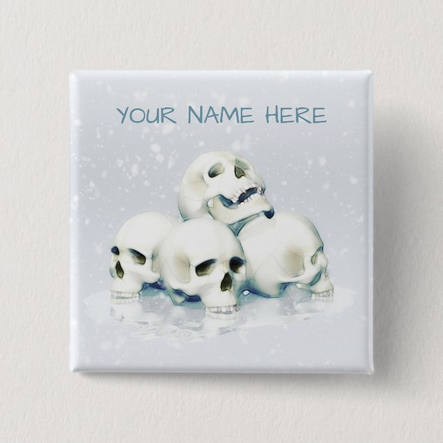 Bóton Quadrado 5.08cm Skulls in the snow. Personalized (Frente)