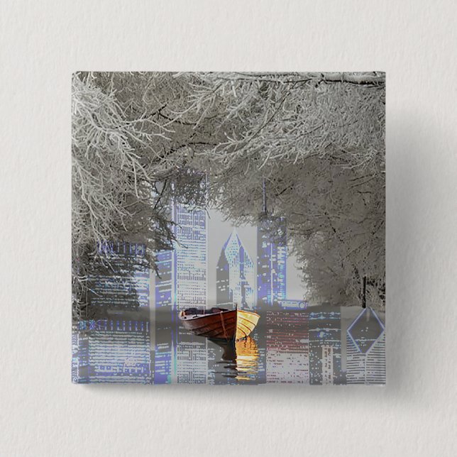 Bóton Quadrado 5.08cm Skyline (Frente)