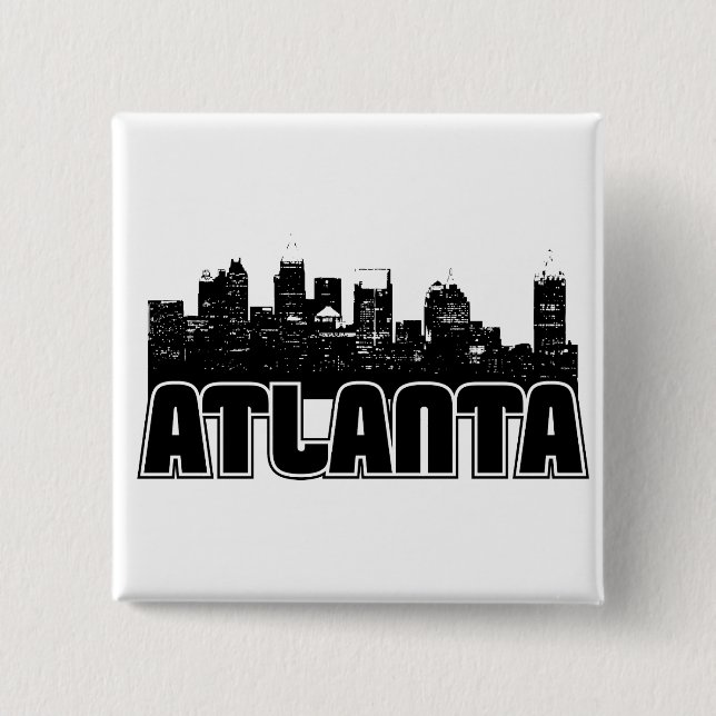 Bóton Quadrado 5.08cm Skyline de Atlanta (Frente)