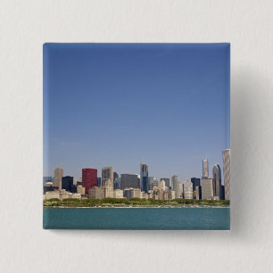 Bóton Quadrado 5.08cm Skyline de Chicago, Illinois, EUA.
