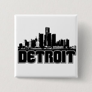 Bóton Quadrado 5.08cm Skyline de Detroit