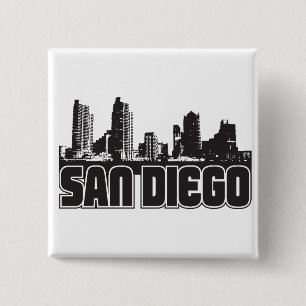 Bóton Quadrado 5.08cm Skyline de San Diego