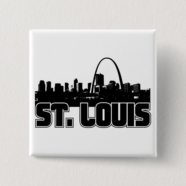 Bóton Quadrado 5.08cm Skyline de St Louis (Frente)