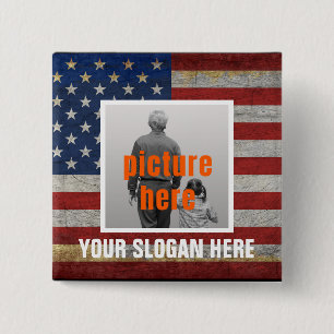 BÓTON QUADRADO 5.08CM SLOGAN PERSONALIZADO DITADO PAÍS BANDEIRA PERSONAL