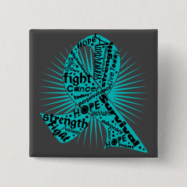 Bóton Quadrado 5.08cm Slogans poderosos da fita do Cancer peritoneal (Frente)