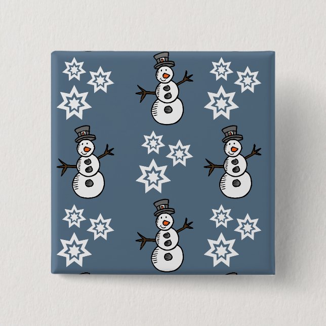 Bóton Quadrado 5.08cm Snowman (Frente)