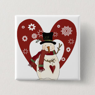 Bóton Quadrado 5.08cm Snowman ama t-shirts e presentes na neve