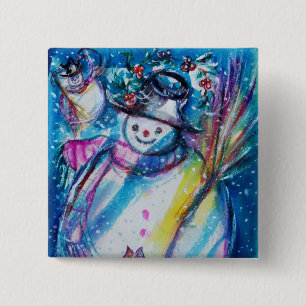 BÓTON QUADRADO 5.08CM SNOWMAN COM OWL