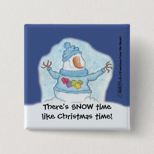 Bóton Quadrado 5.08cm Snowman - O Natal É "Neve" Perto