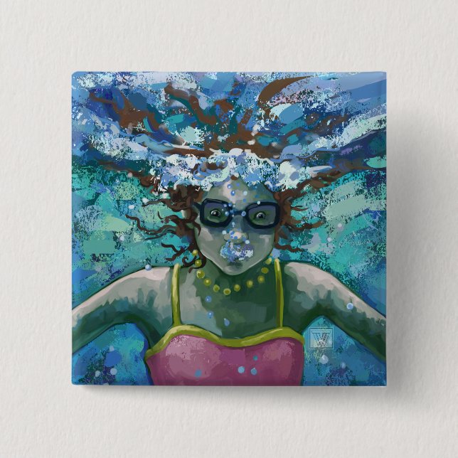 Bóton Quadrado 5.08cm Sob Natação de água (Frente)