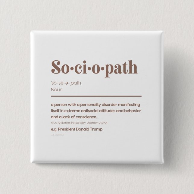 Bóton Quadrado 5.08cm Sociopata: Trump (Frente)
