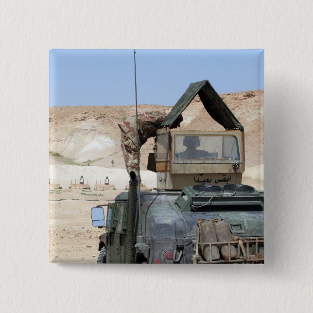 Bóton Quadrado 5.08cm Soldado instrui soldado iraquiano (Frente)