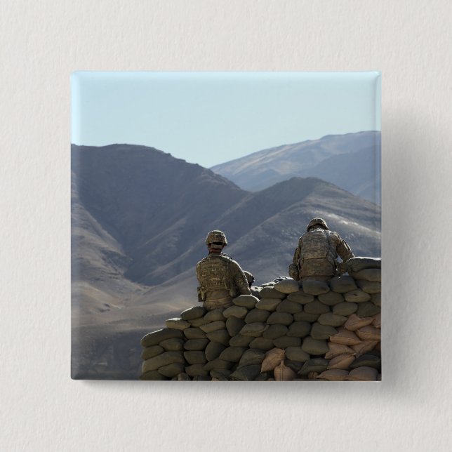 Bóton Quadrado 5.08cm soldados comandam equipamento comunicação (Frente)