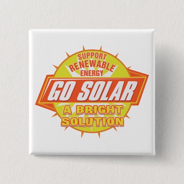 Bóton Quadrado 5.08cm Solução da energia solar (Frente)