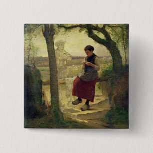 Bóton Quadrado 5.08cm Sonhando de seu Amor, 1901