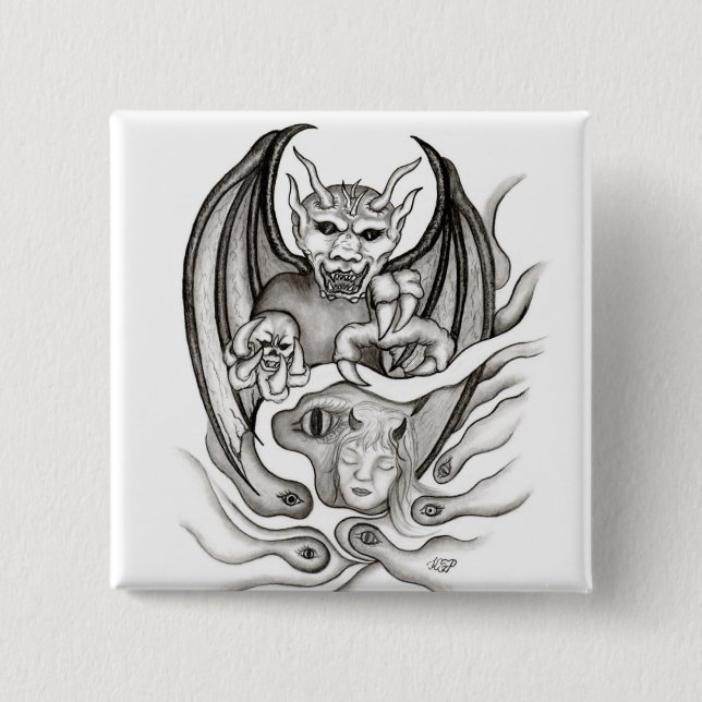 Bóton Quadrado 5.08cm Sonho da Meia-Noite - Demônios (Frente)
