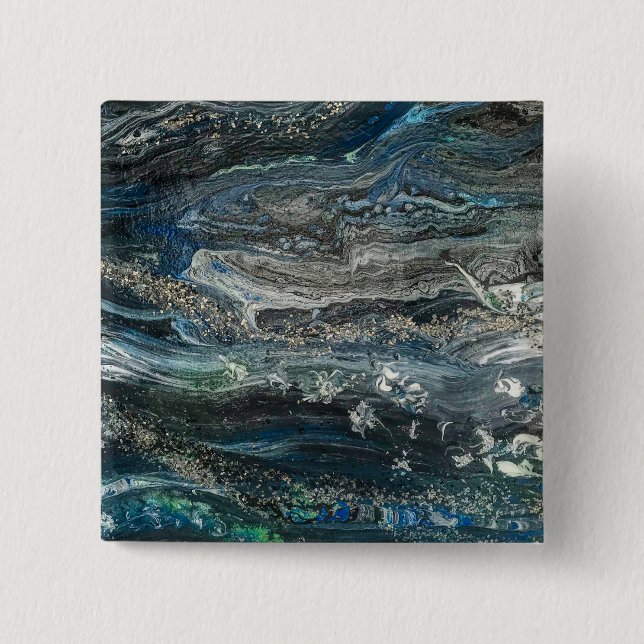 Bóton Quadrado 5.08cm Sonhos da pintura de abstrato do oceano '20 (Frente)