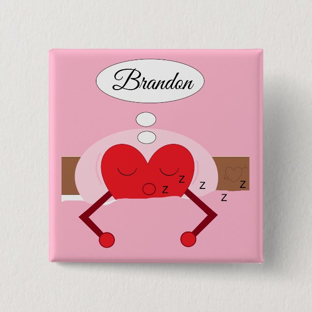 Bóton Quadrado 5.08cm Sonhos de Coração Sombras de Rosa (Frente)