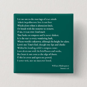 Bóton Quadrado 5.08cm Sonnet 116Deixe-me não ao casamento das mentes ver