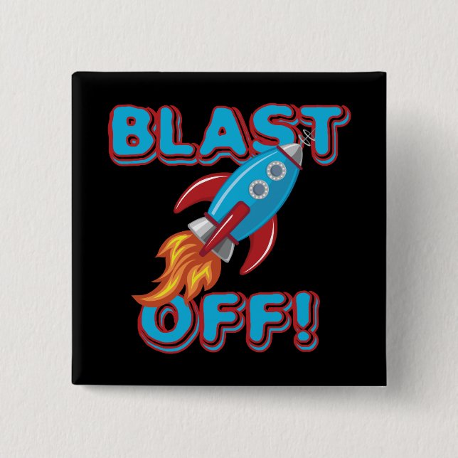 Bóton Quadrado 5.08cm Sopre fora o navio de Rocket (Frente)