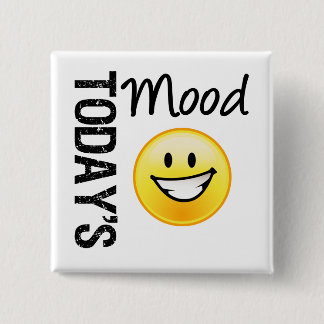 Bóton Quadrado 5.08cm Sorriso brilhante do Emoticon de hoje do humor