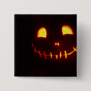 Bóton Quadrado 5.08cm Sorriso Halloween Jack-o-Lanterna