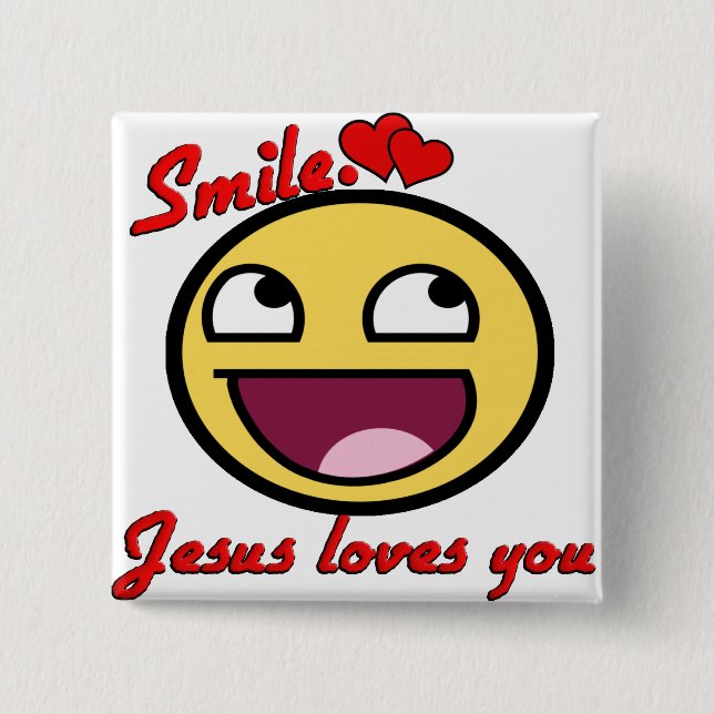 BÓTON QUADRADO 5.08CM SORRISO JESUS TE AMA (Frente)