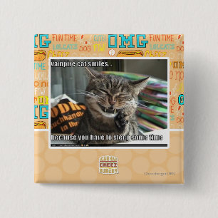 Bóton Quadrado 5.08cm sorrisos do gato do vampiro