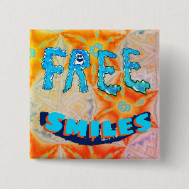 Bóton Quadrado 5.08cm Sorrisos Gratuitos - Brilhante