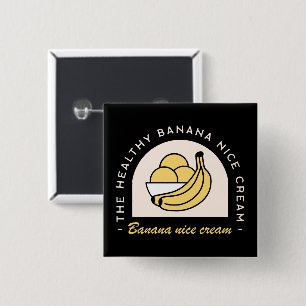 Bóton Quadrado 5.08cm Sorvete de banana, creme saudável, engraçado estét