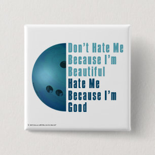 Bóton Quadrado 5.08cm Sou Bonita, Sou Boliche Azul