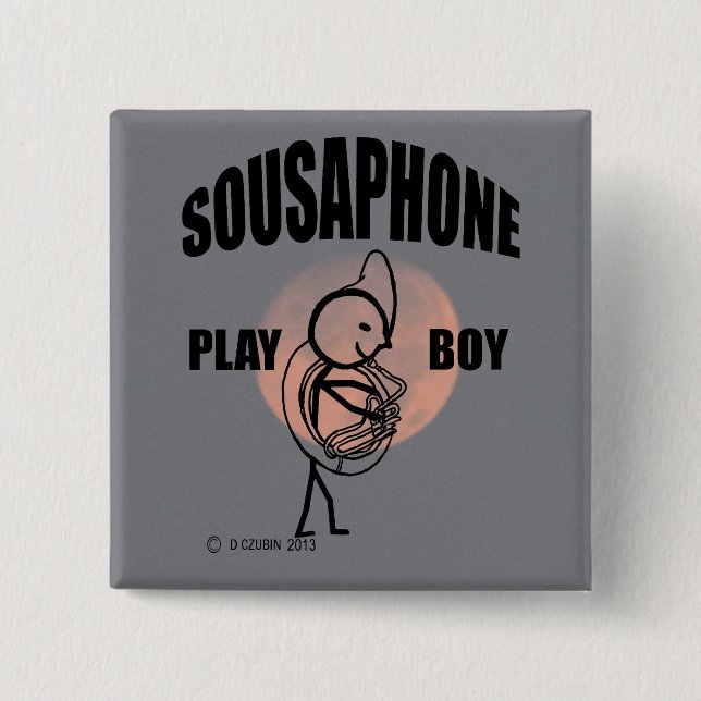 Bóton Quadrado 5.08cm Sousaphone Play Boy (Frente)