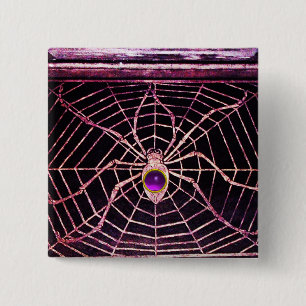 Bóton Quadrado 5.08cm SPIDER E WEB Roxo Ametist Preto