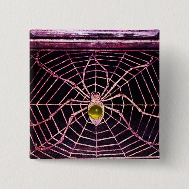 Bóton Quadrado 5.08cm SPIDER E WEB Yellow Topaz Black (Frente)